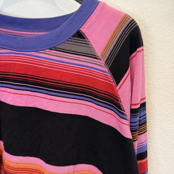 Free People We The Free Stripe Baja Long Sleeve Shirt Multicolor Boho Medium - Picture 2 of 8